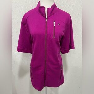 FASHION BUG Short Sleeve Zip Up Active Jacket EUC